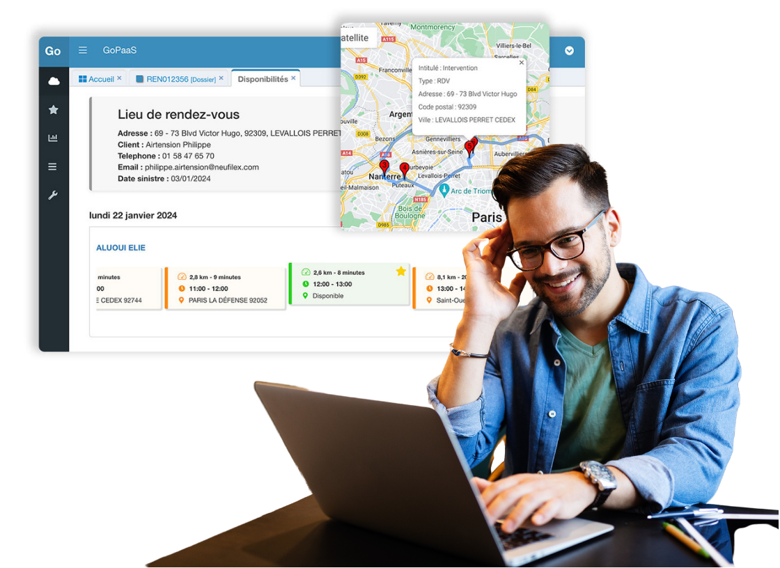 Planification cartographique des rendez-vous GoPaaS Intervention